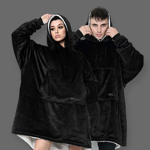 Adults - Plain Black Blanket Hoodie