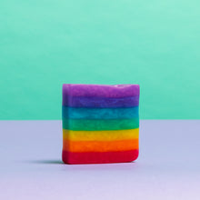 Load image into Gallery viewer, Handmade Vegan Soap Rainybow Bubblegum And Candy Floss Fragrance Rainbow stripes
