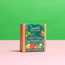 Load image into Gallery viewer, Handmade Vegan Soap Pear Freesia Fruits Flowers Green Gift Box Smelliz Cruelty Free Antibacterial Soap
