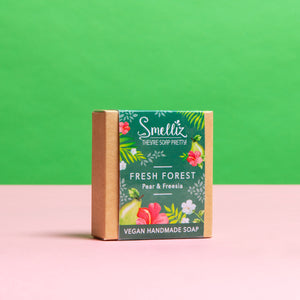 Handmade Vegan Soap Pear Freesia Fruits Flowers Green Gift Box Smelliz Cruelty Free Antibacterial Soap