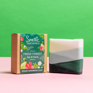 Handmade Vegan Soap Pear Freesia Fruits Flowers Green Gift Box Smelliz Cruelty Free Antibacterial Soap