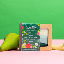 Load image into Gallery viewer, Handmade Vegan Soap Pear Freesia Fruits Flowers Green Gift Box Smelliz Cruelty Free Antibacterial Soap
